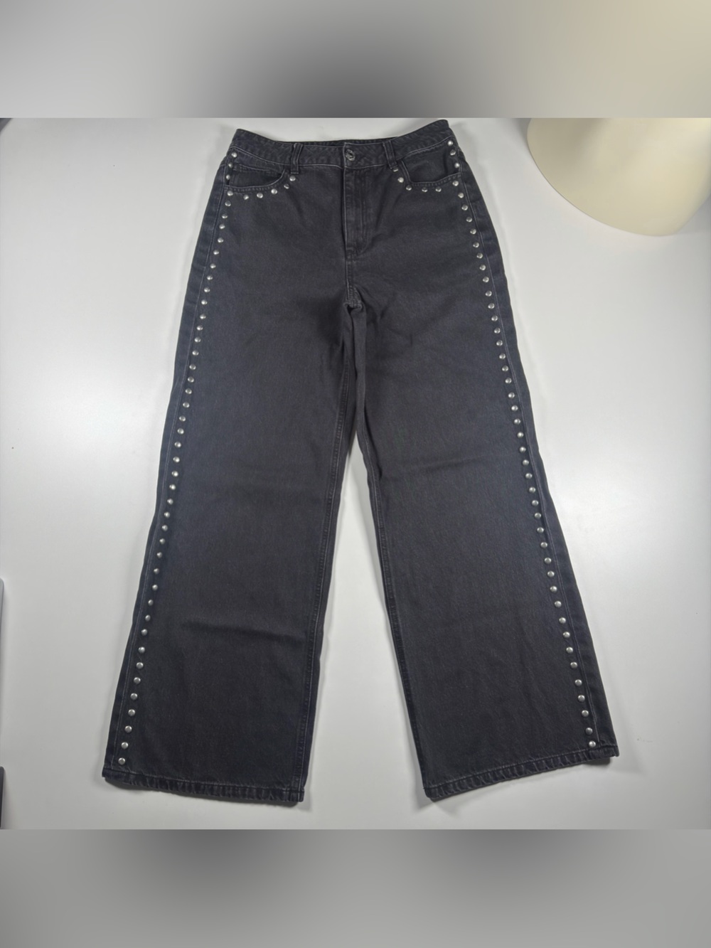 House of Harlow 1960 Dark Gray Studded Wide Leg Jeans Size 8